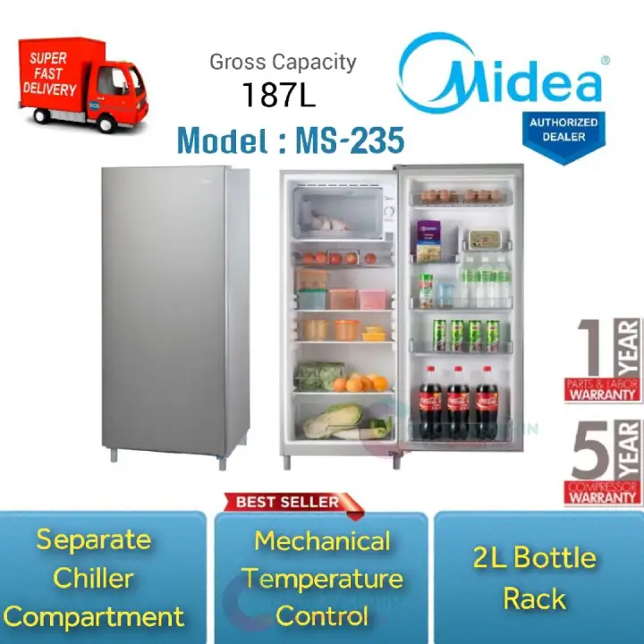 Midea Ms235 1 Door Fridge Single Door Refrigerator Ms 235 Peti Sejuk Satu Pintu Lazada