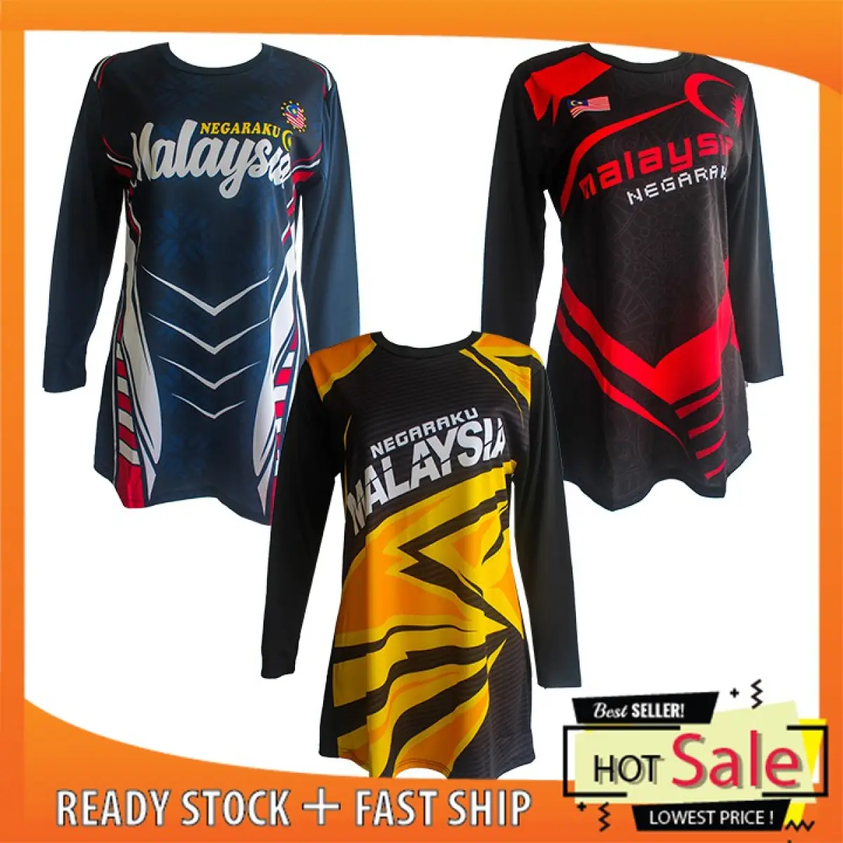 Baju Malaysia Muslimah Perempuan Fashion Full Printing Lengan Panjang Women Lady Kain Jersey Longsleeve Blouse Lazada