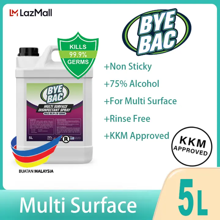 Byebac Malaysia Official Multi Surface Disinfectant Sanitizer Liquid Spray 5l 75 Isopropyl Alcohol Kills 99 9 Germs Rinse Free Kkm Approved Mega Brand Sale Lazada