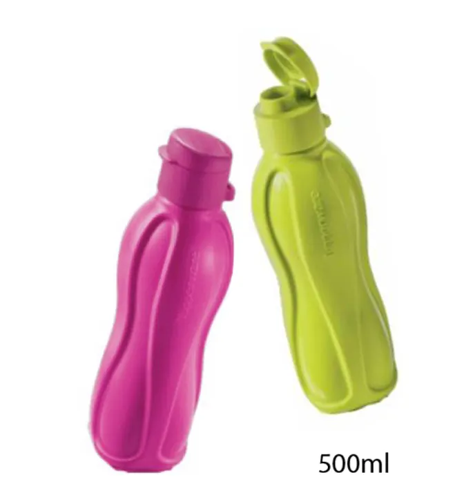 Tupperware Paint My Love Eco Bottle Set (2) 500ml flip top (Green & Pink color)