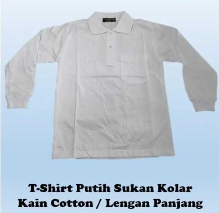 Baju Tshirt Pra Sekolah Berkolar Lengan Panjang Warna Putih Size 28 Lazada