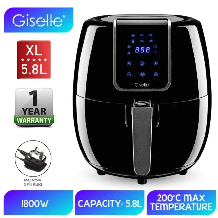 Giselle 5 8l Digital Air Fryer With Touch Control Timer Temperature Control 1800w Black Kea0208 Lazada