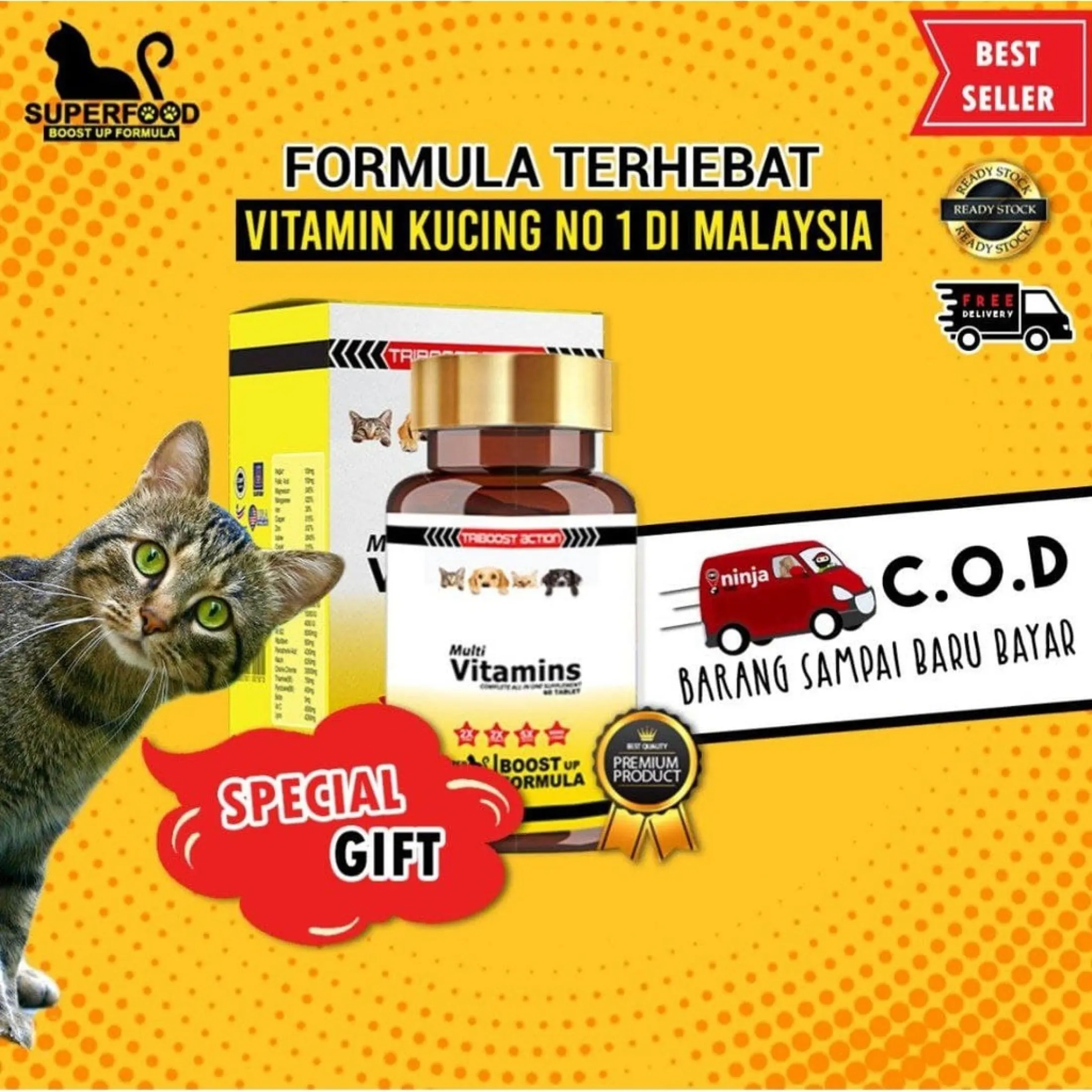 💥 SUPERFOOD 💥 CAT VITAMIN KUCING / LEBAT BULU / MASALAH KURAP / SELERA  MAKAN / GEMOK / KUTU CANIN / BIOVET / ROYAL PET