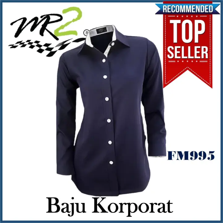 Premium Design Baju Korporat Kolar Perempuan Wanita Pejabat Lengan Panjang Saiz Besar Corporate Uniform Woman
