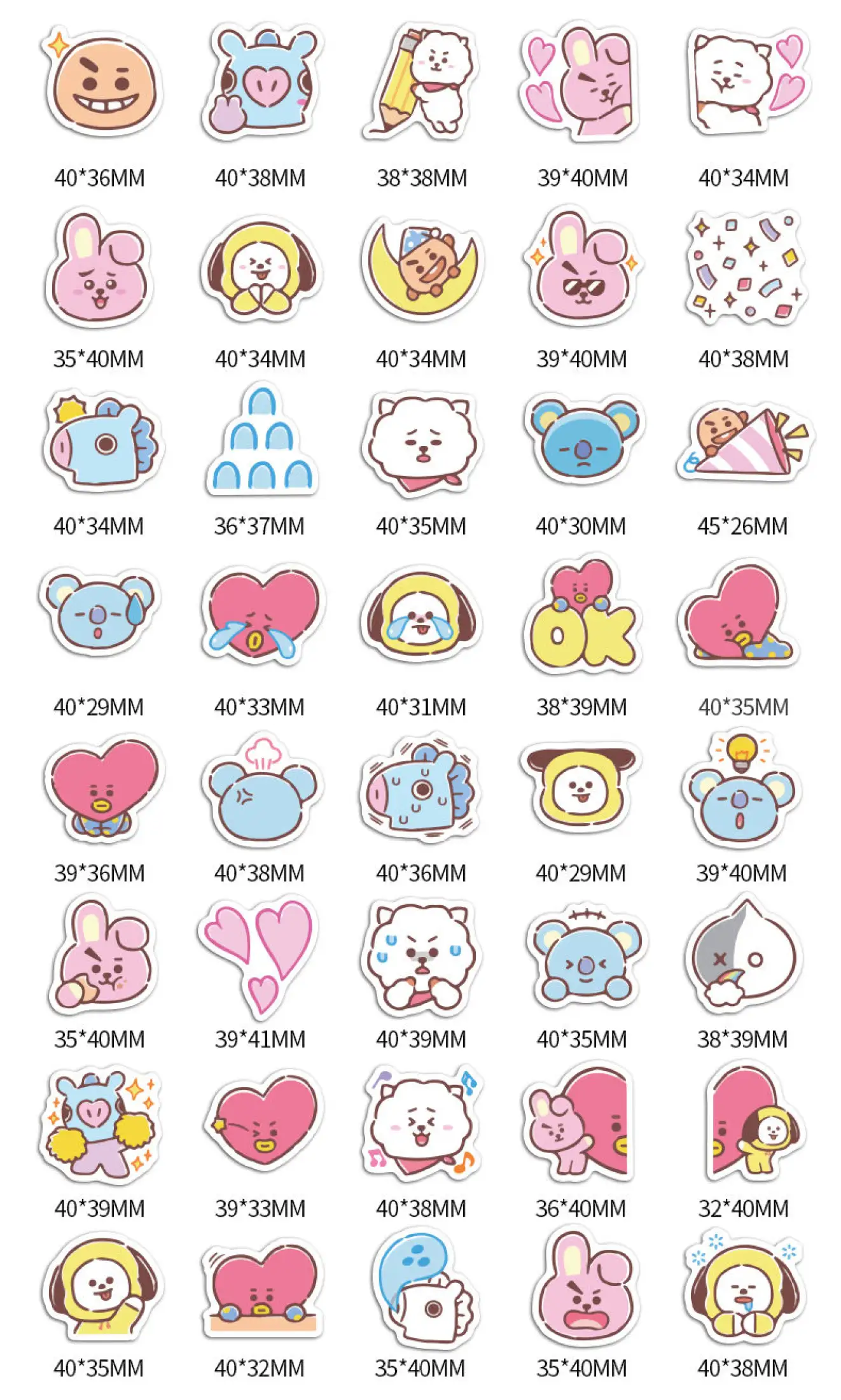 40 bts bt21 stickers cartoon cute emoji stickers waterproof creative decorative stationery hand account stickers lazada singapore