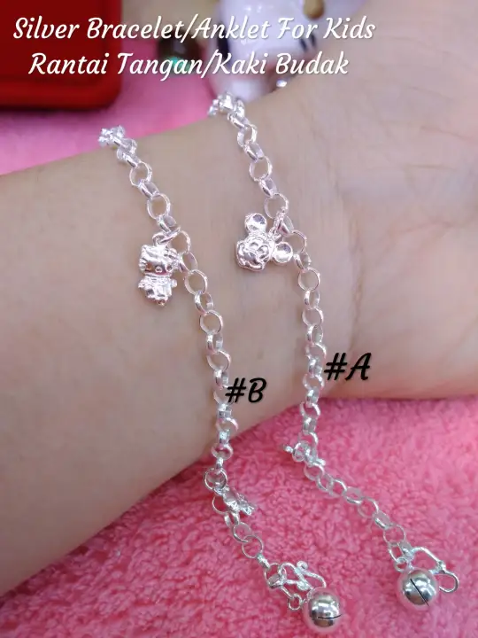 Silver 925 Bracelet Anklet For Kids Rantai Tangan Kaki Budak Lazada