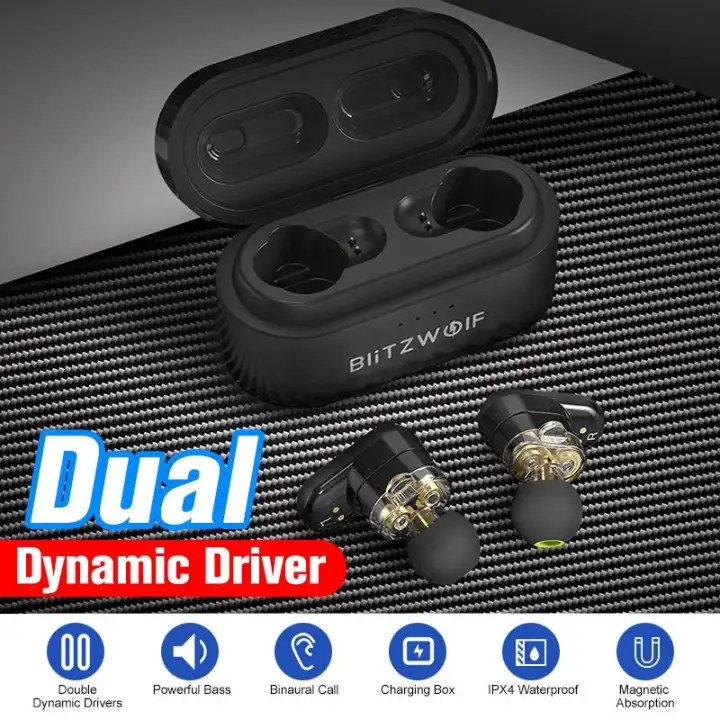 Blitzwolf BW-FYE7 TWS bluetooth 5.0 Earphone Heavy Bass Stereo Bilateral Calls Headphone with Charging Box