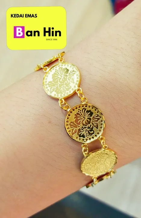 916 Gold Hibicus Bracelet Rantai Tangan Bunga Raya Emas 916 10k5v53 Lazada