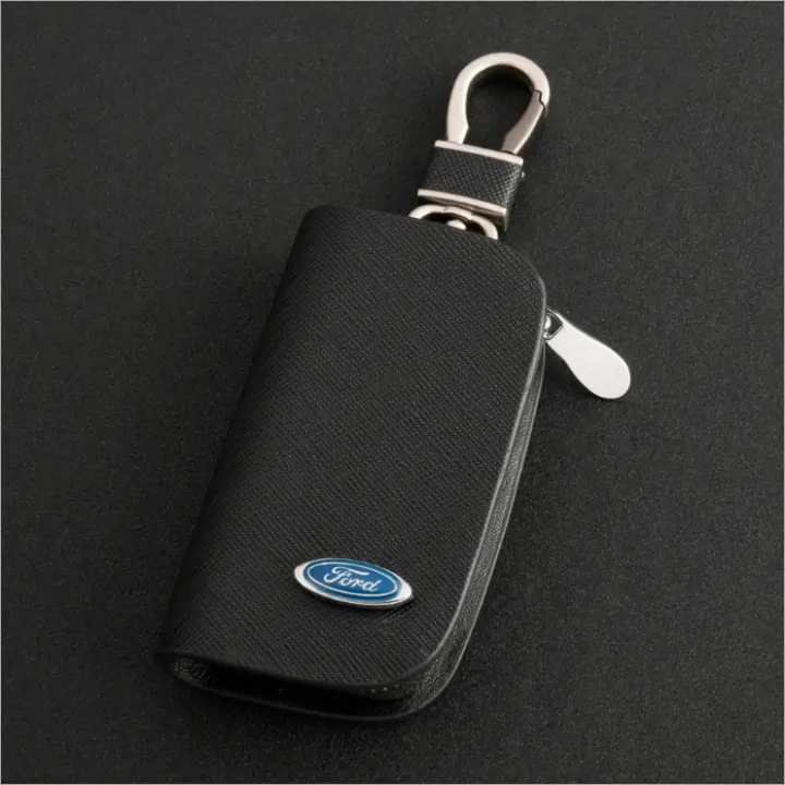 Leather Car Keychain for Men Women Remote Cover Key Holder Fob Case with Ring 