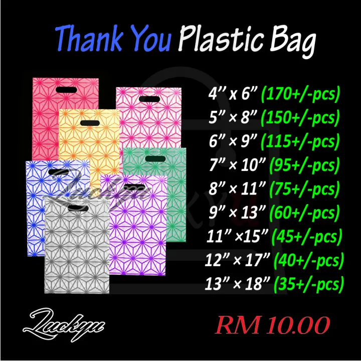 Thank You Plastic Bag 1 Pack Rm10 00 Shopping Plastik Bag Terima Kasih Bag Random Design Warna Campur Lazada