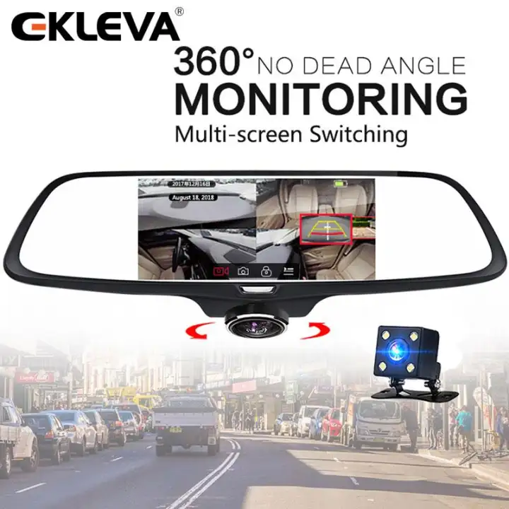 Ekleva 360 Degree View Dual Dash Cams, 360 Degree Mirror Dash Cam