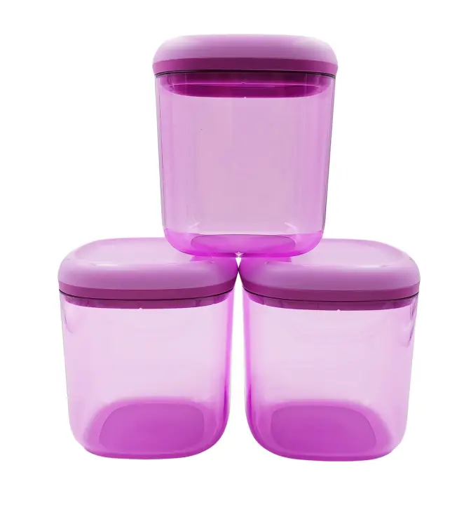 Tupperware Purple Clear Crystalline Canister Snack Box Containers (3) 780ml Set