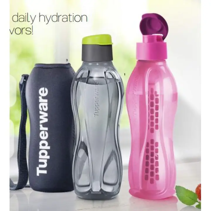 Tupperware Eco Bottle (2) 750ml + Pouch (1) + FREE Fruit Infuser (1)