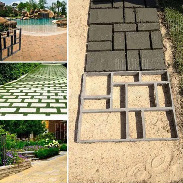 Black Plastic Making Diy Paving Mould Home Garden Floor Road Concrete Stepping Driveway Stone Path Mold Patio Make Lazada