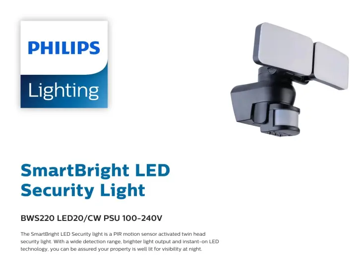 Philips Smartbright Led Security Light With Passive Infrared Pir Sensor Bws220 30w 6500k Cool Daylight Lazada