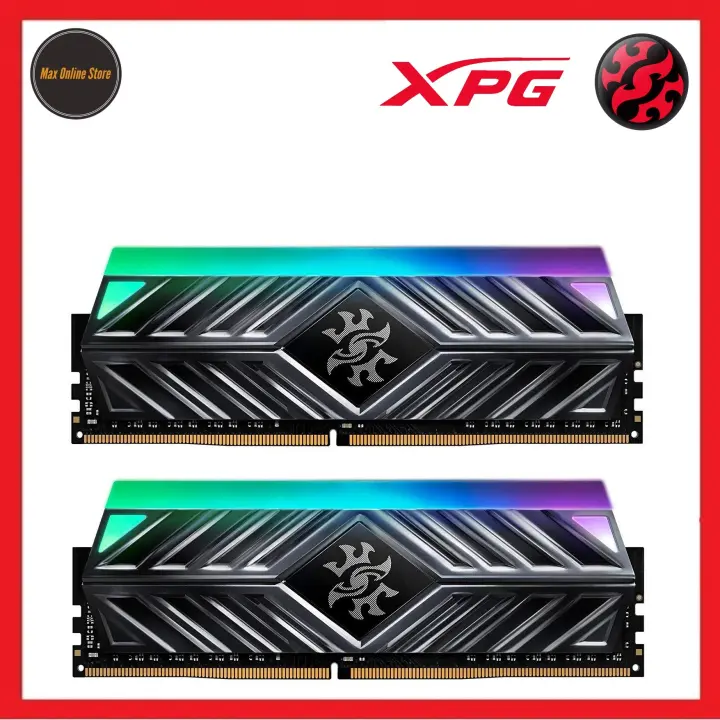 ADATA XPG Spectrix D41 RGB 3200 MHZ 16GB(8GBx2) DDR4 RAM (GREY HEATSINK) ADT-AX4U320038G16ADT41