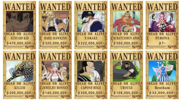 Local Supplier 10 Pcs 1 Set Big Size One Piece 4 Emperors Yongko Seven Warlord Shichibukai Bounty Poster Anime Japan Lazada