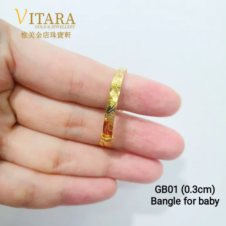 Gelang Tangan Bayi Emas 916 Gold 916 Baby Bangle Gb01 Lazada