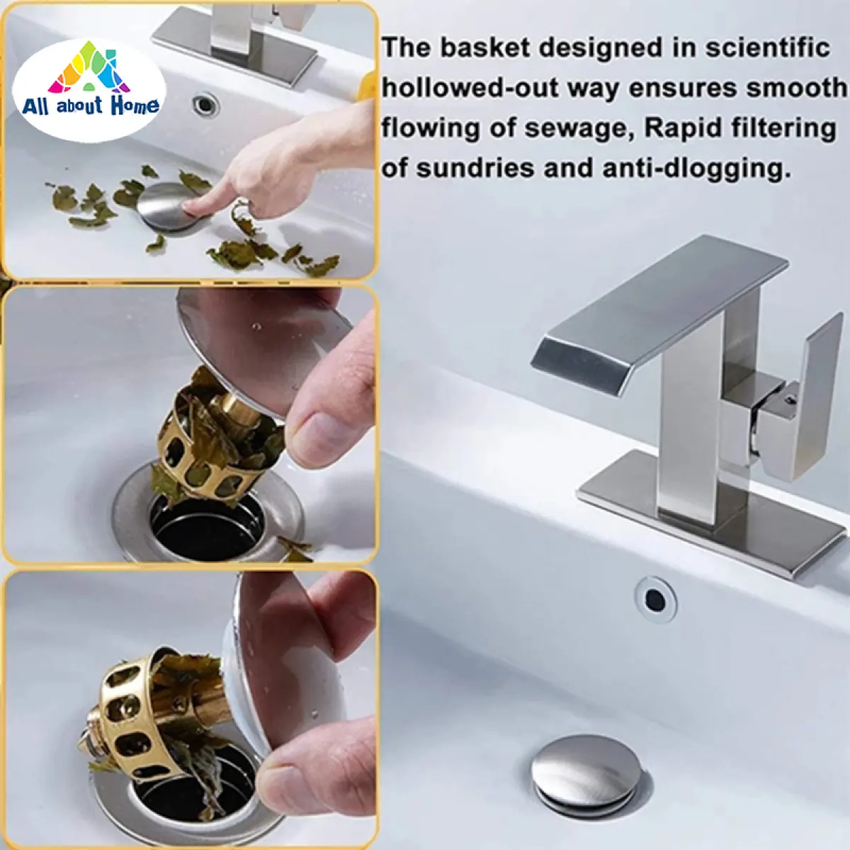 Details about  / 1//2//4PCS Wash Basin Drain Filter Bounce Core Universal Stainless Steel Push-Type