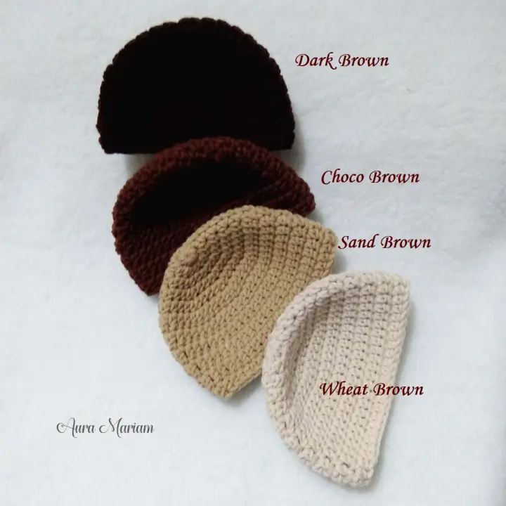 Brown Baby Kufi Hat Kopiah Kait Bayi By Aura Mariam Lazada
