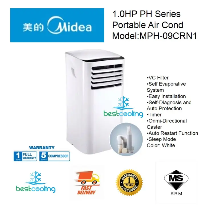 Midea Md Mph 09crn1 1 0hp Portable Air Conditioner R410a Gas Non Inverter Lazada