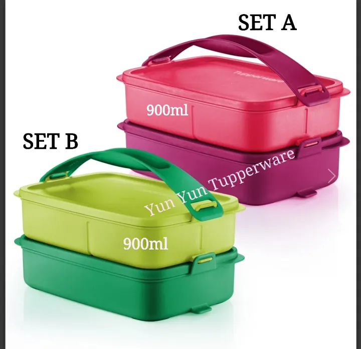 Tupperware Click To Go Lunch Box Set (2) 900ml - Set A or Set B