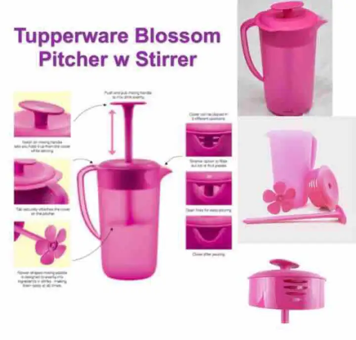 [100% Original] TUPPERWARE Pink Blossom Pitcher with Stirrer 2.1L