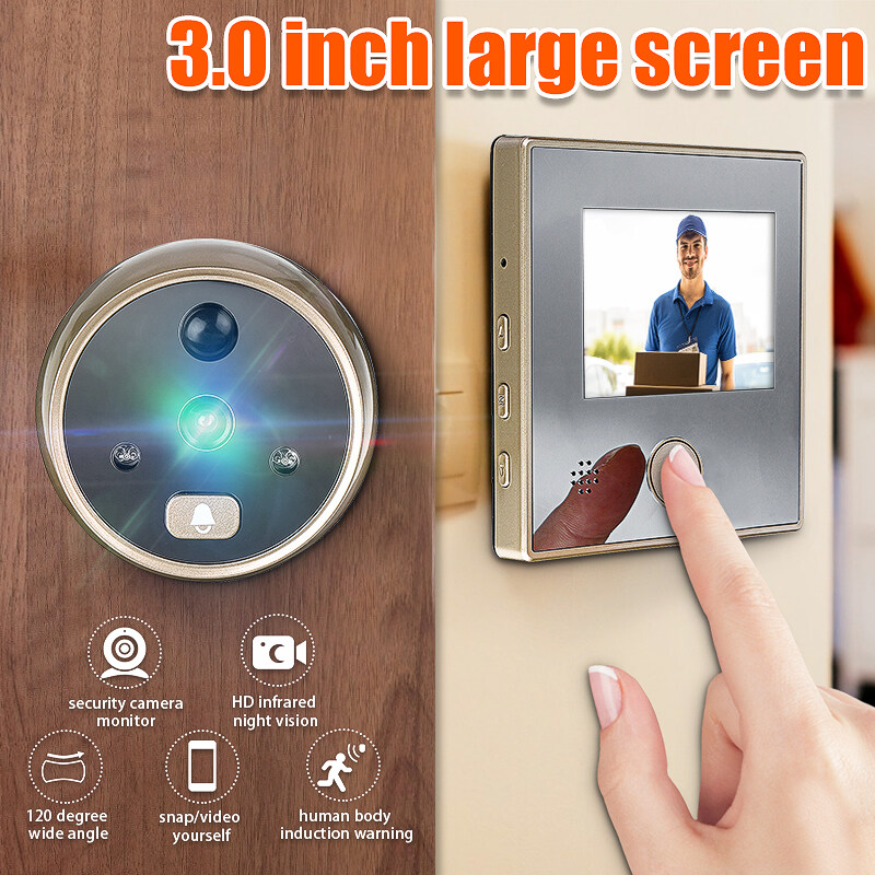 HD Night Vision 3X Zoom Security Peephole Camera 120 Degree Wide Angle Lens,Include 32GB Micro SD Card Door Viewer with Peephole Camera