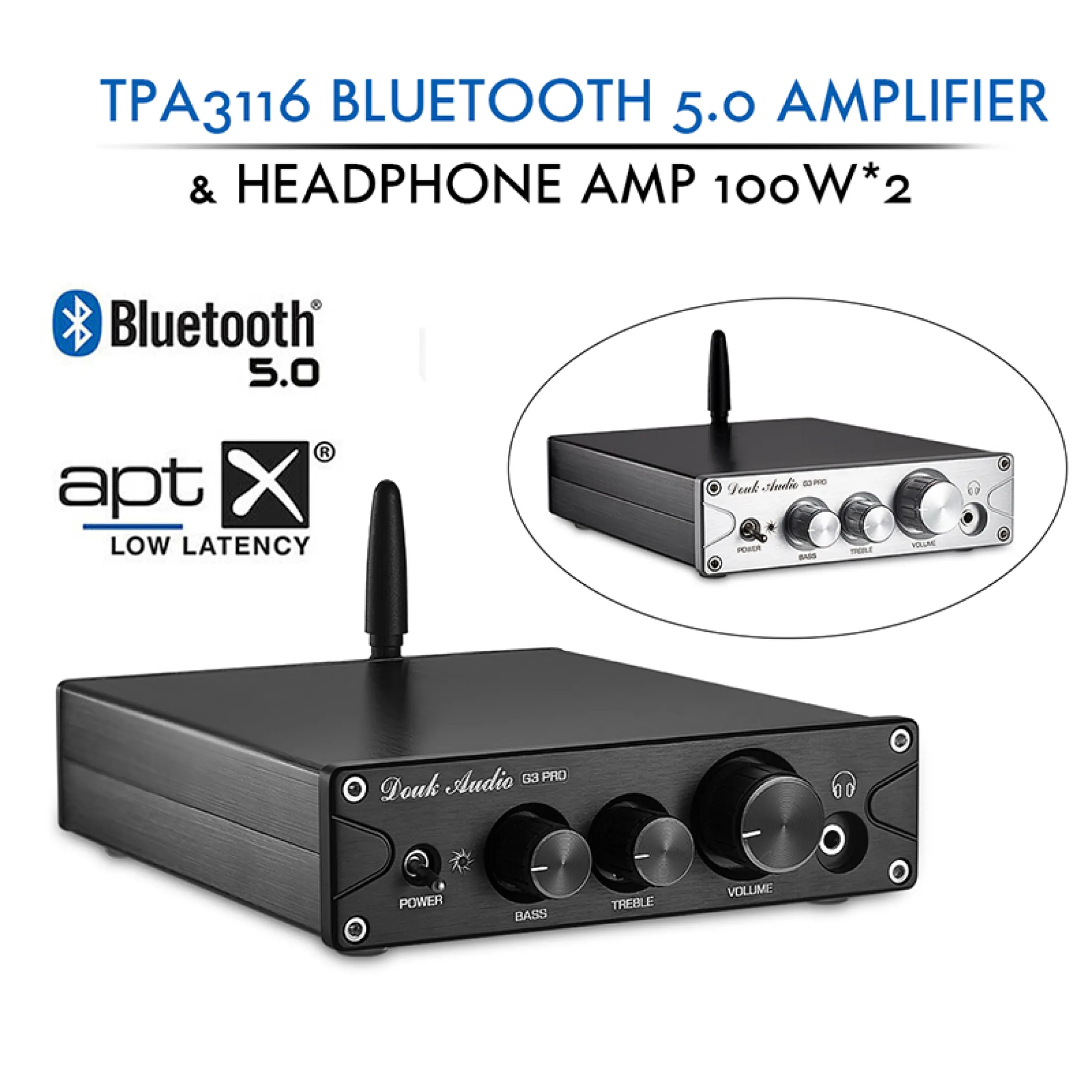 Douk Audio Hifi Bluetooth 5 0 Stereo Power Amplifier Headphone Amp With 24v Power Supply Lazada Singapore