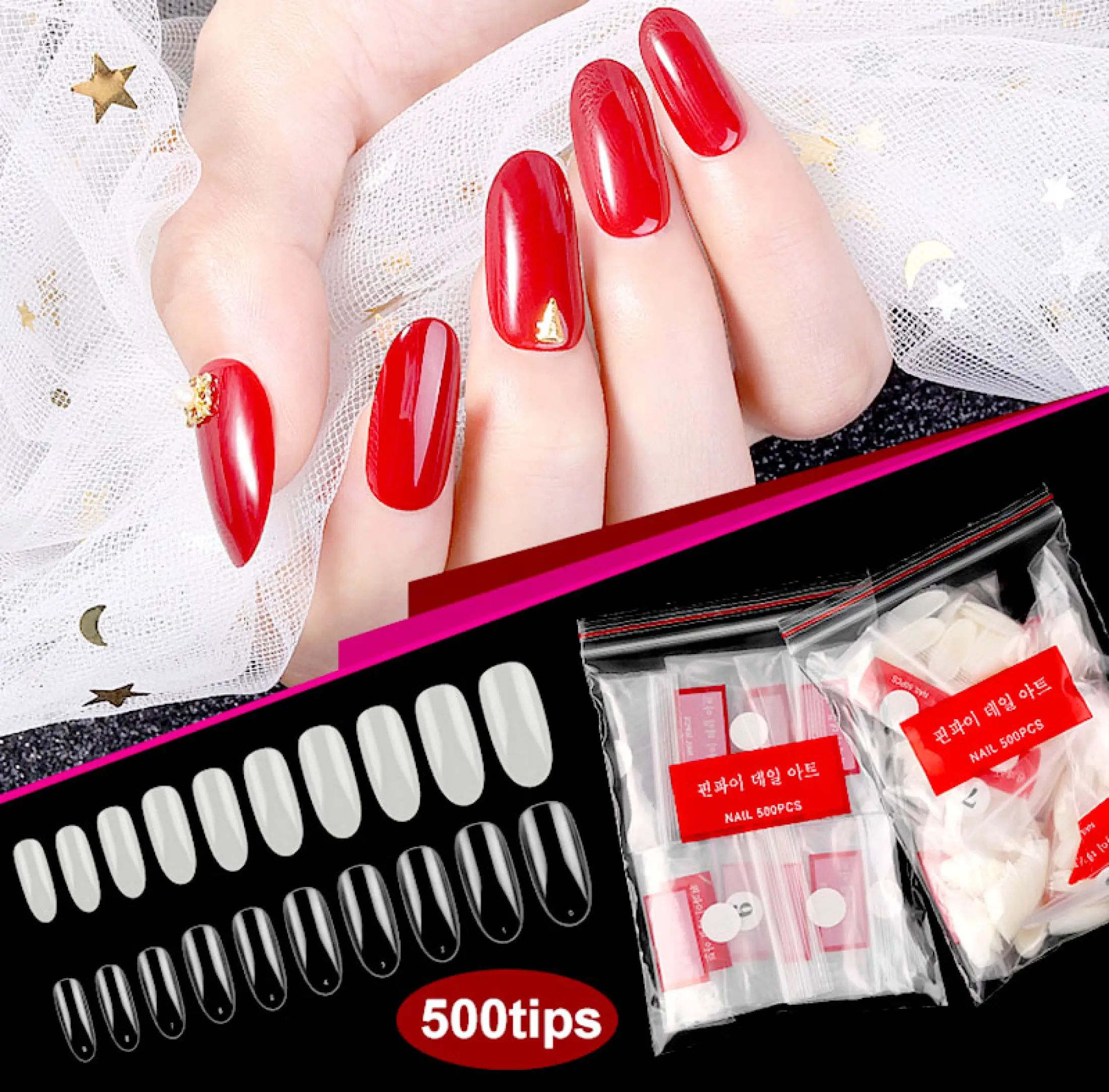 Rainbow Love16 500pcs Set Half Nail Tips White Natural Transparant False Nails Plastic Long Fake Nails For Nail Art Manicure Salon Lazada Singapore