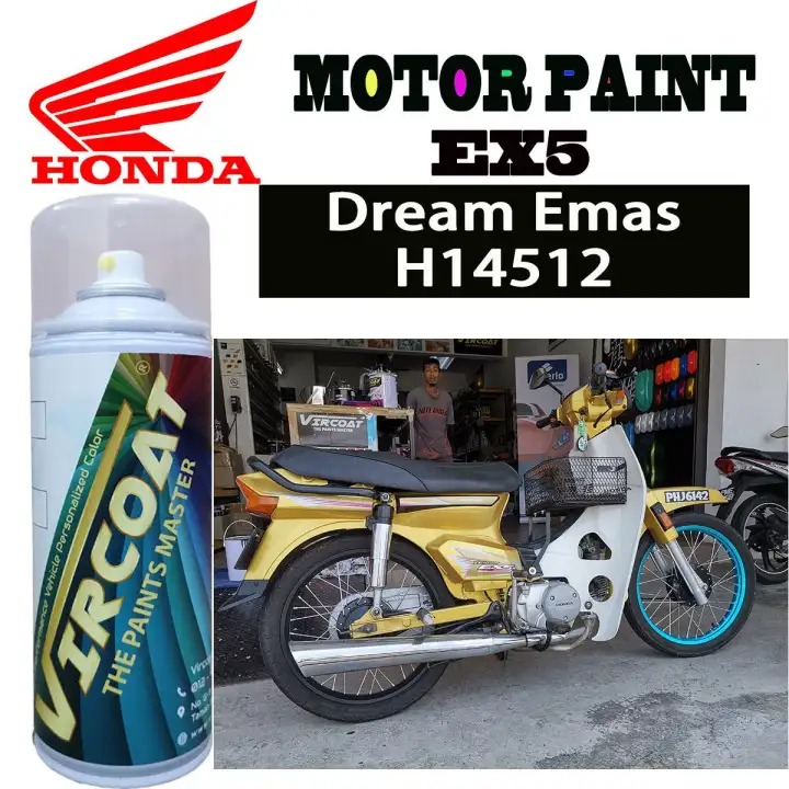 Honda EX5 Motor VIRCOAT Aerosol Spray 2K Paint/ Car Body Motor Sport Rim Touch Up Paint- Dream Emas/ Dream Gold
