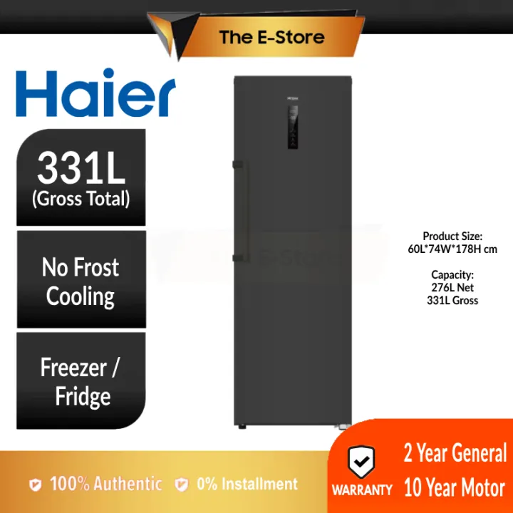 Haier 331L No-Frost Cooling Upright Freezer (Freezer &lt;&gt; Fridge) | HUR-331NE (Pembeku Dada Single Door 1 Door Refrigerator Chest Freezer Fridge Peti Pembeku 冷冻柜)