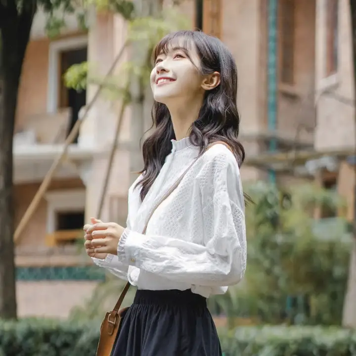 Kemeja Renda Wanita 2020 Kemeja Lengan Panjang Baru Fesyen Korea Baju Putih Wanita Pakaian Profesional Lazada Singapore