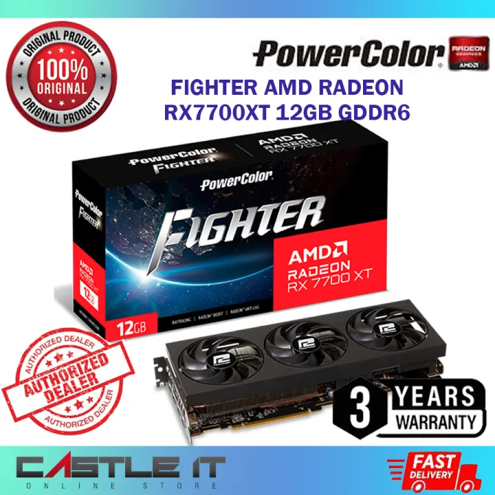 PowerColor RX 7700 XT FIGHTER 12GB GDDR6 AMD ATI Radeon RX7700XT 12G D6 Graphic Card RX7700 XT GPU