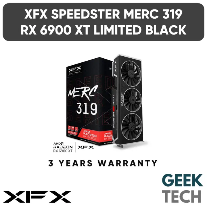 XFX Speedster MERC 319 AMD Radeon RX 6900 XT Limited Black Gaming Graphics Card with 16GB GDDR6, AMD RDNA™ 2