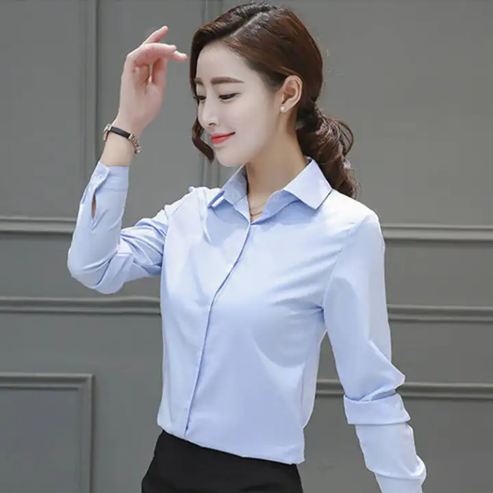 Musim Luruh Baru Nipis Hitam Putih Shirt Wanita Lengan Panjang Korea Korea Alat Profesional Baju Putih Kerja Pakaian Formal Atas Lazada Singapore