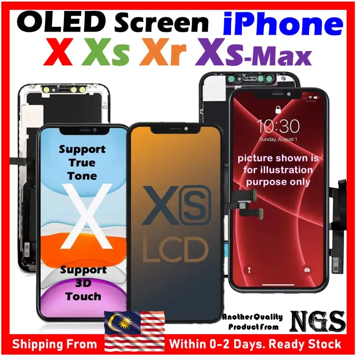 (Support TrueTone) NGS Full Set GX OLED LCD Touch Screen Compatible For iPhone X / iPhone Xr / iPhone Xs / iPhone Xs Max with Tools & Screen Protector