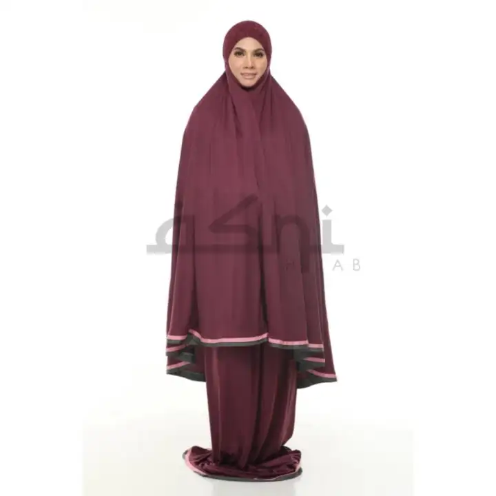 Telekung Arafah Lace Purple Belacan Lazada