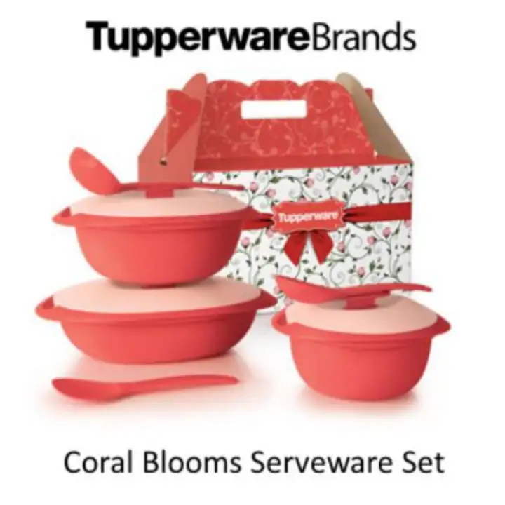 CORAL BLOOM SERVEWARE WITH LADDLE 3PCS SET TUPPERWARE