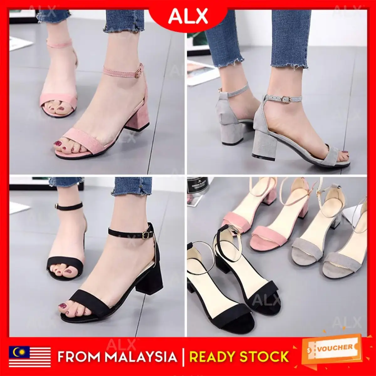 Alx Borong Malaysia Malaysia Elegant Suede Women Thick Heels Office Ladies Ol Girls Casual Slip On Fashion Shoe Perempuan Kasut Cantik Lawa Lazada