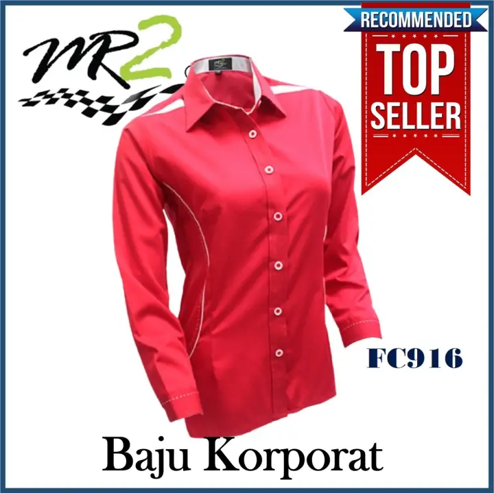 Premium Design Baju Korporat Kolar Perempuan Wanita Pejabat Lengan Panjang Saiz Besar Corporate Uniform Woman