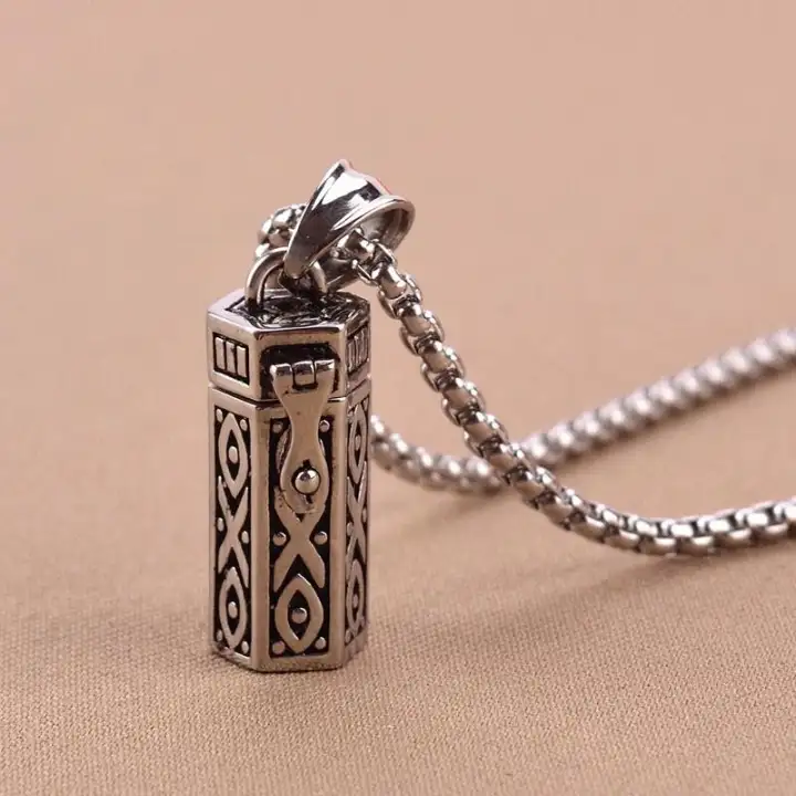 Stainless Steel Vintage Ash Box Pendant Jewelry Pet Urn Cremation Memorial Keepsake Openable Put In Ashes Holder Capsule Chain Necklace Lazada Singapore - Keepsake Pendants Jewelry