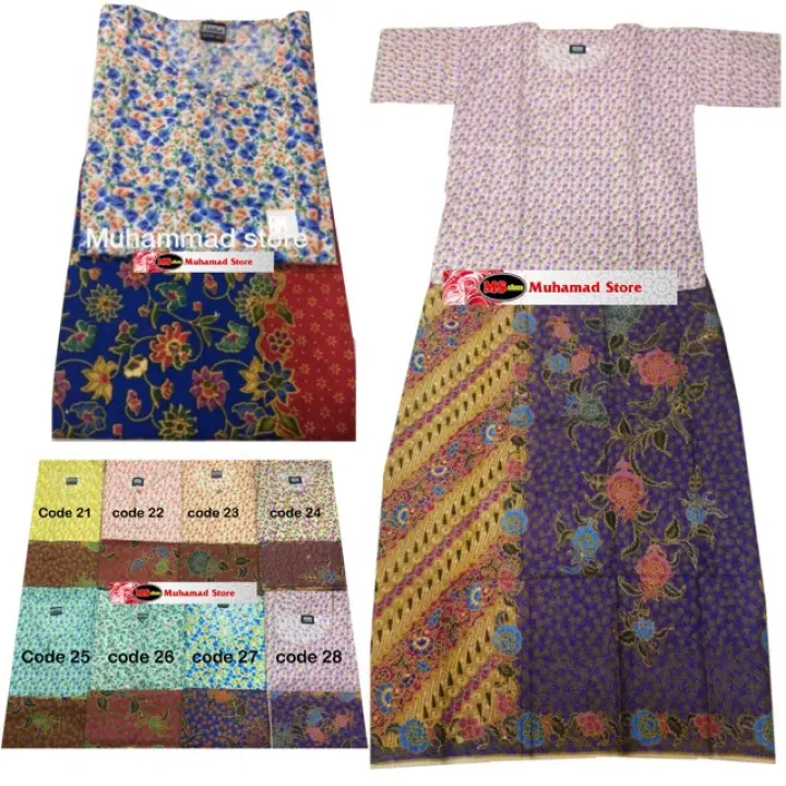 Baju Kurung Kedah Kain Batik Combo Kain Jahit Tepi Biasa Random Design Lazada