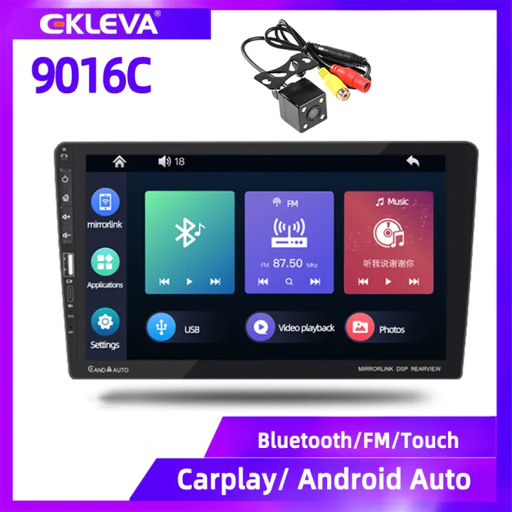 EKLEVA 9016C 1Din Car Radio FM/USB/AUX GPS MP5 Player Carplay MirrorLink 9'' Touch Capacitive Screen Android Auto Wince BT4.0