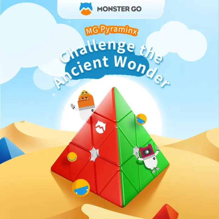 [GAN Official Store]Monster Go Pyraminx Cube, MG Speed Pyramid Puzzle Stickerless Triangle Cube