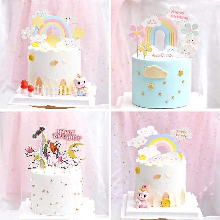 Tm 1 Set Kartun Cute Kartun Senyuman Awan Rainbow Bunga Bentuk Bentuk Unikorn Toppers Kek Hari Jadi Personaliti Kreatif Perkahwinan Percutian Kanak Kanak Hari Jadi Hiasan Parti Lazada