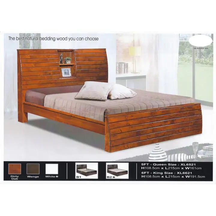 Solid Wood Strong Queen Size Wooden Bed, Queen Bed Frame With Headboard And Storage