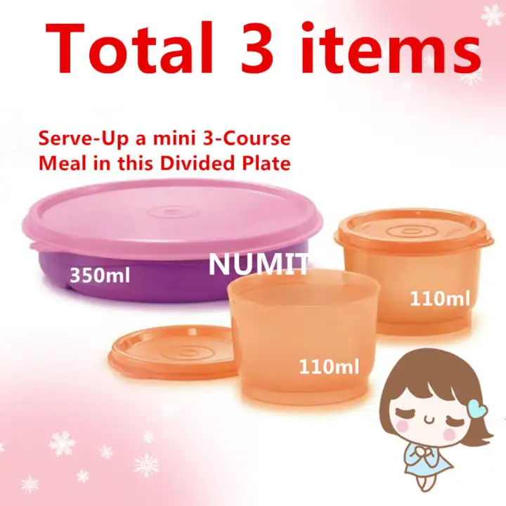 Tupperware Twinkle Baby Feeding Set (Divided Plate 350ml + Snack Cup 2X110ml) 3PCS SET
