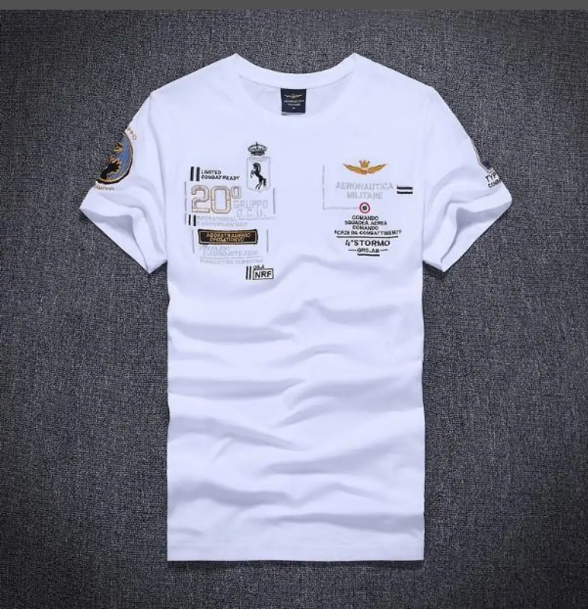 Pelece Kj03 Tentera Udara Satu Pusingan Leher T Shirt Lengan Pendek 018 Musim Panas Plus Saiz Korea Slim Sulaman Lelaki Bergaya Lelaki Separuh Lengan Baju Bawah Lazada