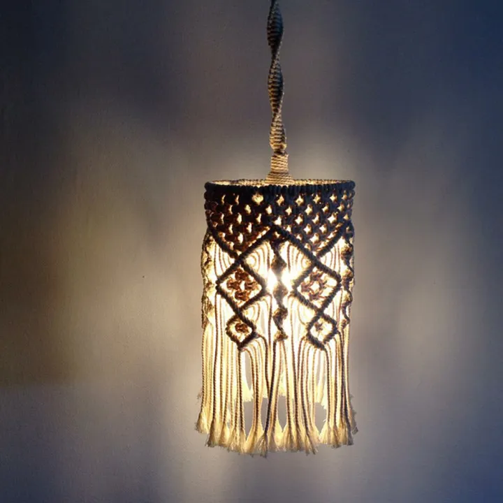 Tia Macrame Lamp Shade Hanging, Lamp Shade Fitter Sizes